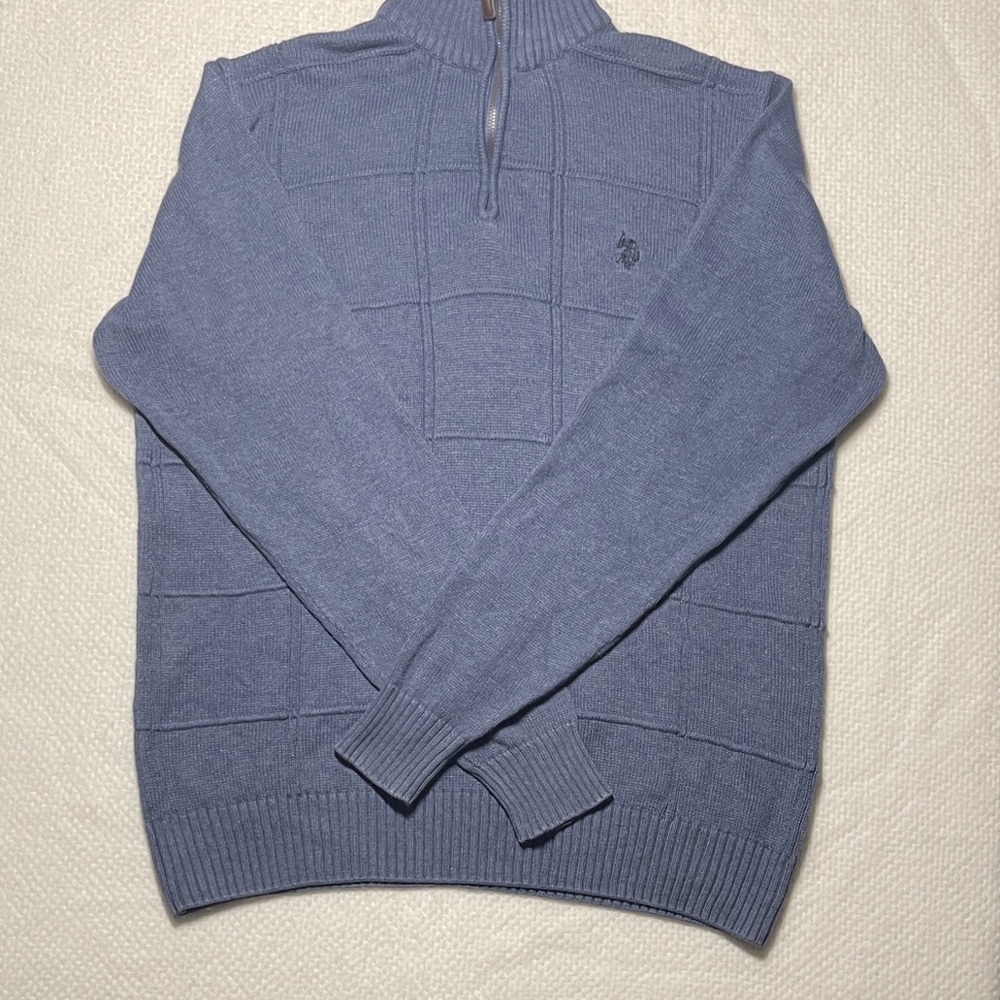 U.S. Polo Assn. Men's Classy Pullover Gray Zip-Up knit Sweater